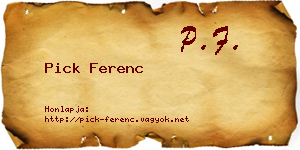 Pick Ferenc névjegykártya